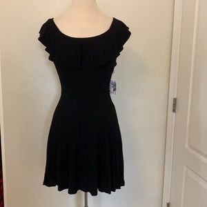 NWT Forever 21 Black Sleeveless Ruffle skater Dress Size S small LBD stretch